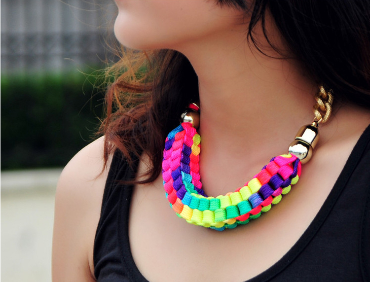 Live In A Dream - Купи "2015 New Fashion Golden Alloy Chunky Chain Ribbon Braid Rope Bib Pendant Necklace For Women N1561 N1562"
