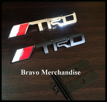 automobile decoration styling car front hood grill grille badge with TRD logo emblem mark silver/black