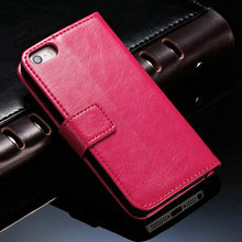 Luxury Retro PU Leather Case for iPhone 5 5S Phone Bag Flip Stand Design Cover with