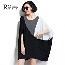 2015 Fashion Oversize Summer Dresses Contrast Color Loose and Comfortable European Casual Dress for Ladies(R.Melody DS0019)