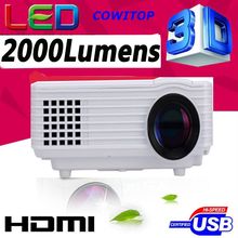 Full HD 1920 x 1080 projector LED LCD 3D Home theater, 2000lumens LED Projector 50000hours LED For PC smart phone laptop tablet