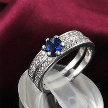2PCS Classic 0 8 Carat Bridal wedding Ruby Sapphire CZ Diamond ring Engagement rings set for