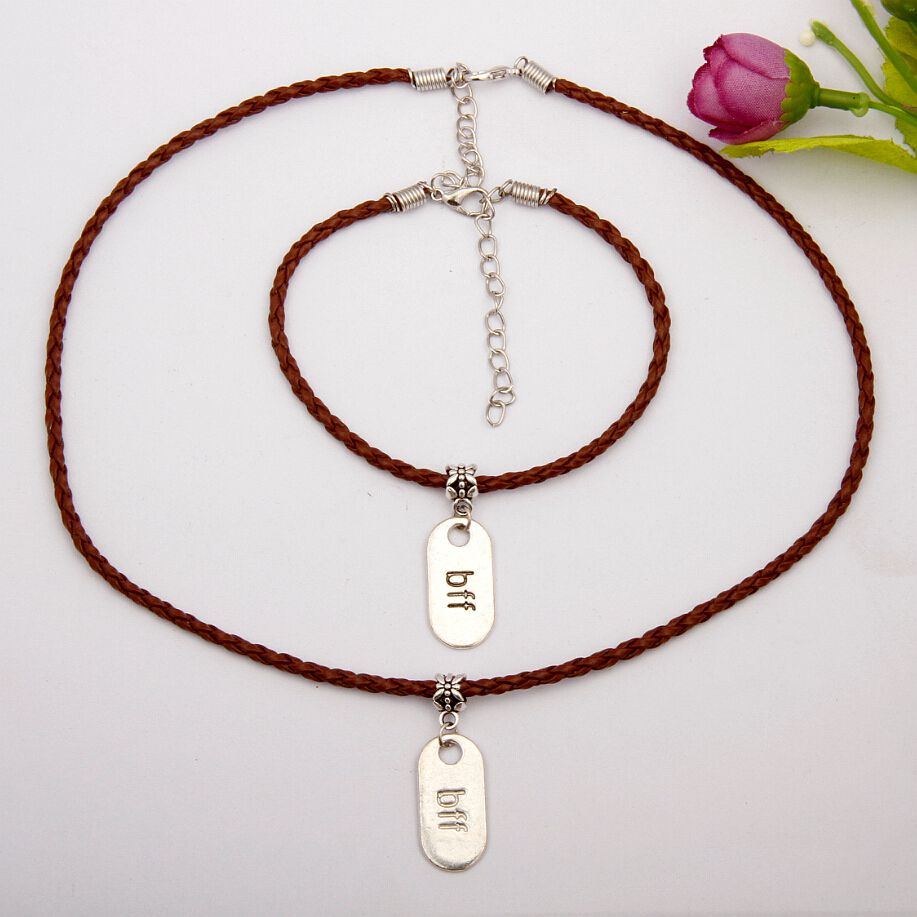 Aliexpress.com Comprar 10 Unidades Chapado Plata Bff Logo Multicolor Cuerda Trenzada Collar Pulsera Juegos de Accesorios de Moda Joyería Para Las Mujeres y