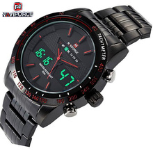 Relojes hombres NAVIFORCE 9024 luxury brand completo reloj del cuarzo del acero LED Digital reloj militar del ejército Sport reloj relogio masculino