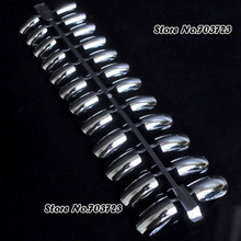 Fashion Metallic Plating Full Cover False Nail Tips Plate Manicure Metalic 24PCS Long Size White N02