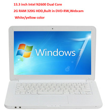 Newest 13.3 ” personal laptop  with 4G RAM & 500G HDD, Intel Atom N2600 dual-core 1.86Ghz  CPU,Wifi,built-in DVD-RW and Webcam