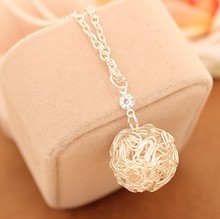 na148 collares Hot Fashion Silver Plated Chain Hollow Out Ball Necklace Pendants for Women Jewelry Accessories