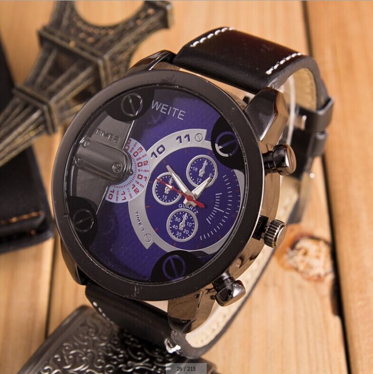 Hot selling men military watch fashion casual outdoor sport big dial leather strap quartz wristwatch Relogio Masculino clock