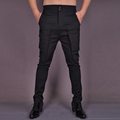 HOT 2016 NEW Men Tooling trousers autumn trousers tight casual pants cotton elastic fashion pants black