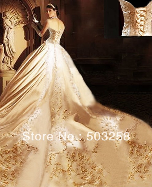 gold embroidered wedding dress
