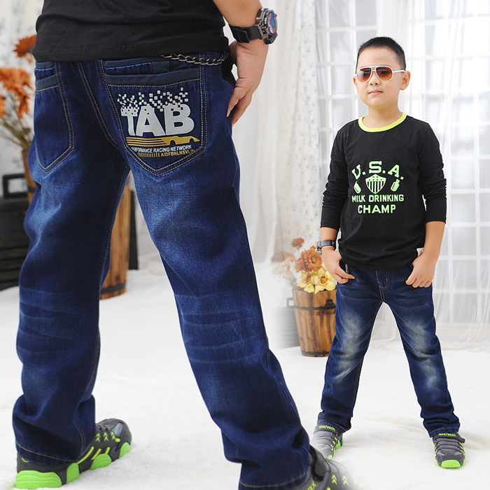 Hot,Children's clothing 2013 plus size loose child jeans male child jeans child long trousers straight free shipping