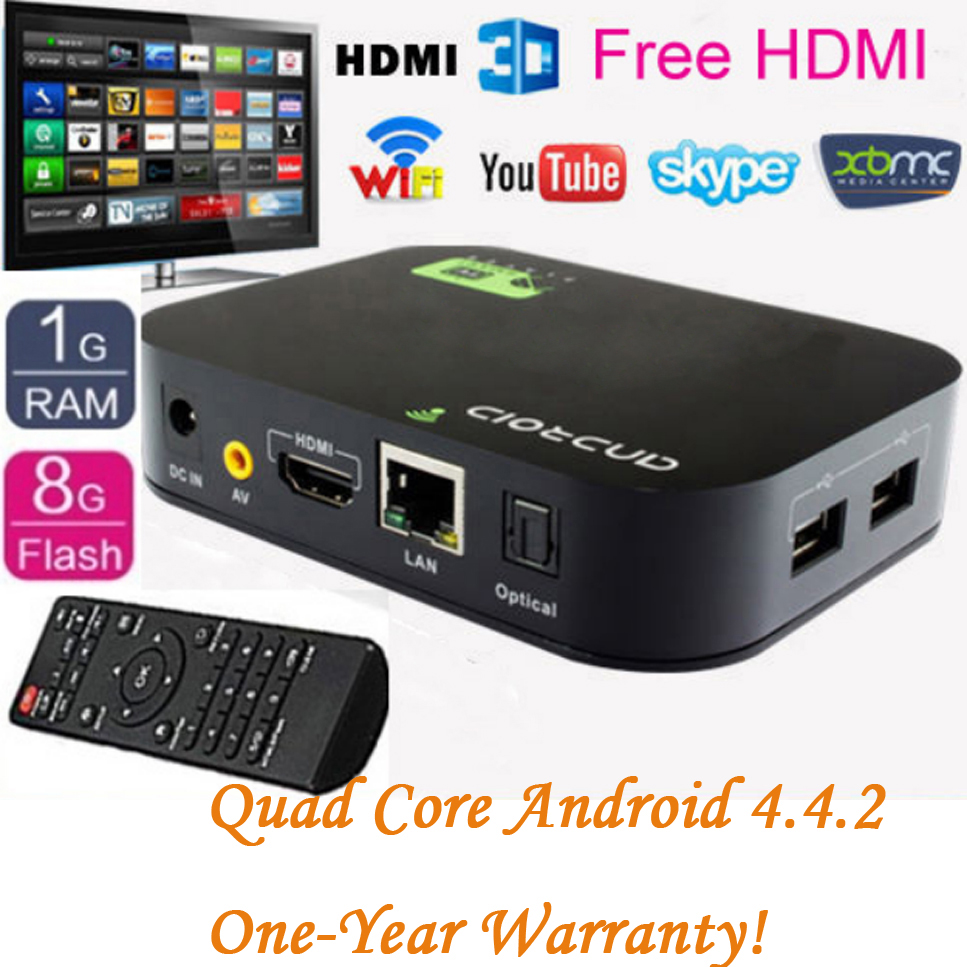 Free Ship + Drop shipping Quad Core Android 4.4.2 Smart TV Box Kodi Media Player 1080P WIFI HDM XBMC YOUTUBE