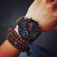 Fashion JIS Sport Military Brand Quartz PU Leather Wrist Watch Hours Clock for Male Men High Quality