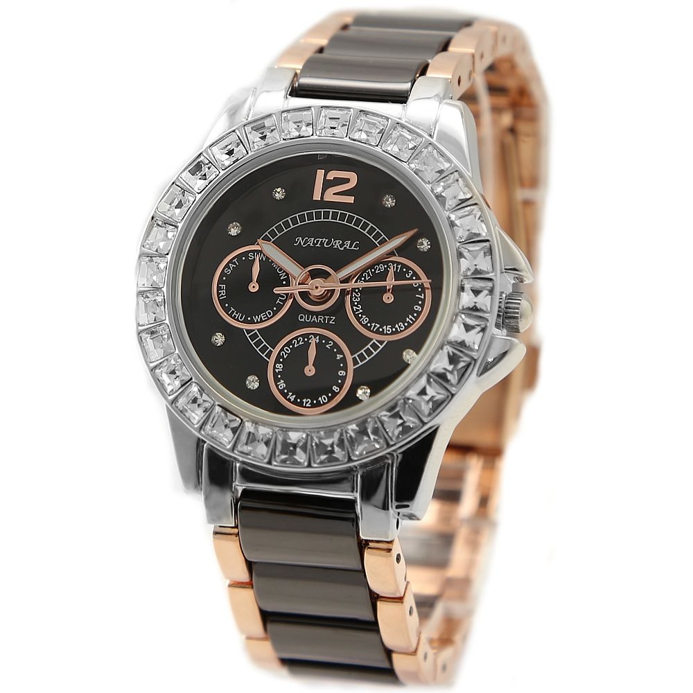 FW830N PNP Shiny Silver Watchcase Black Dial Ladies Women Ceramic Bracelet Watch
