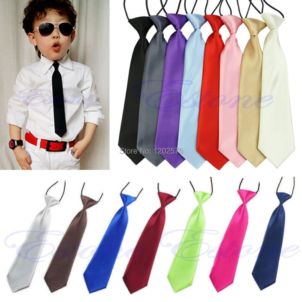 A96 Free Shipping Fashion School Boys Children Kids Baby Wedding Solid Colour Elastic Tie Necktie
