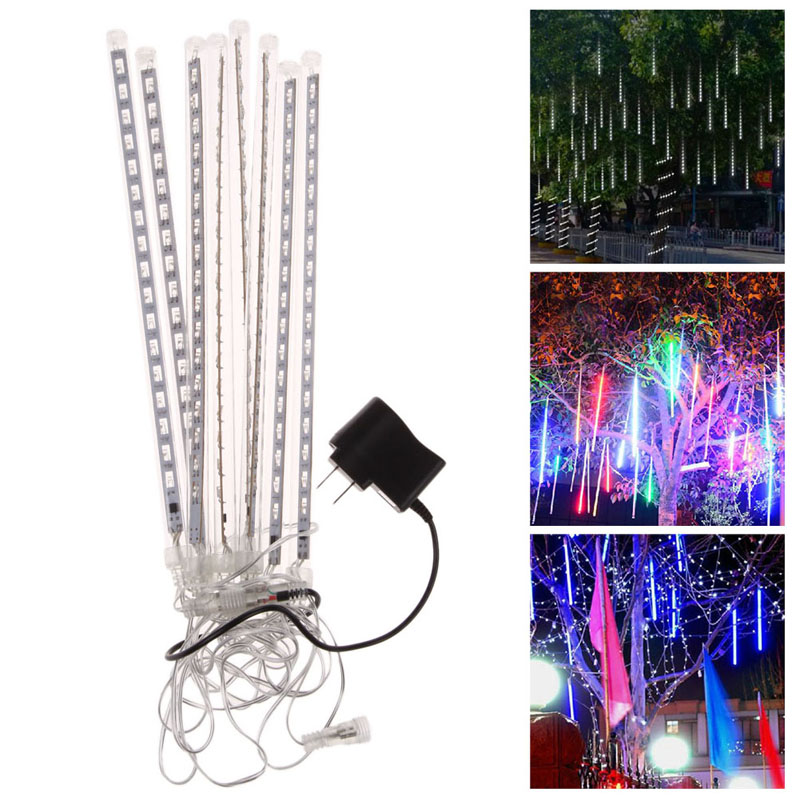 30cm 144LED Light Meteor Shower Rain 8 Tubes Snowfall Tree Garden