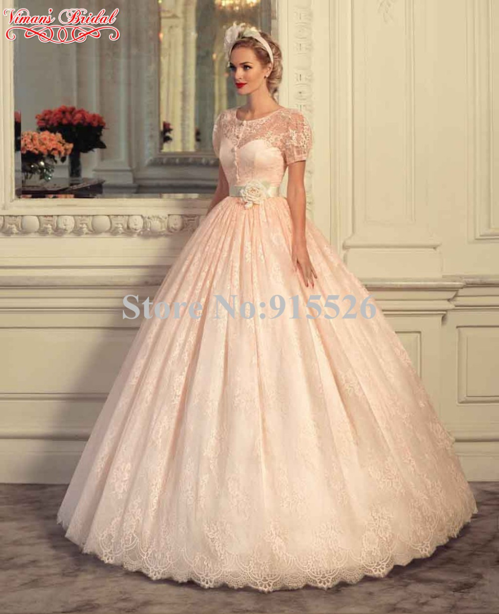peach color ball gown