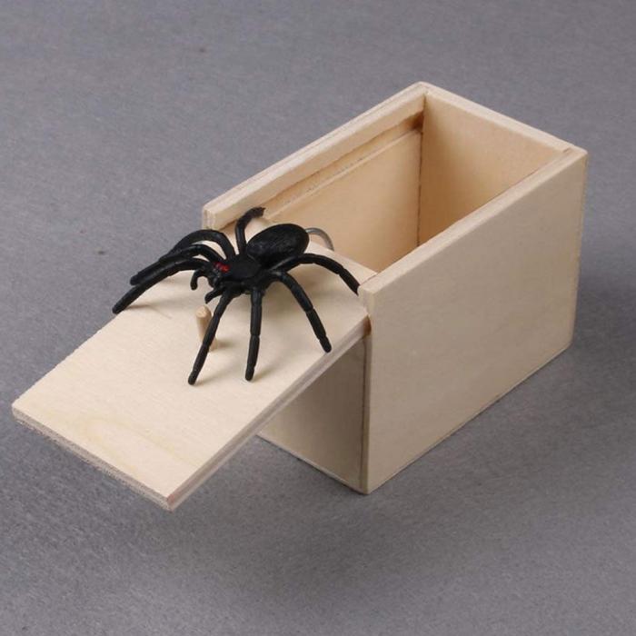 Surprise Spider in Wooden Box Gag Gift Practical Joke Prank Toy Scare Trick Bump