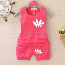 0-5Years New Arrival Children Sport Suits Sleeveless T-shirt +Shorts Outfits Sets Unisex Baby Boys Girls Clothes 2016 Summer Hot