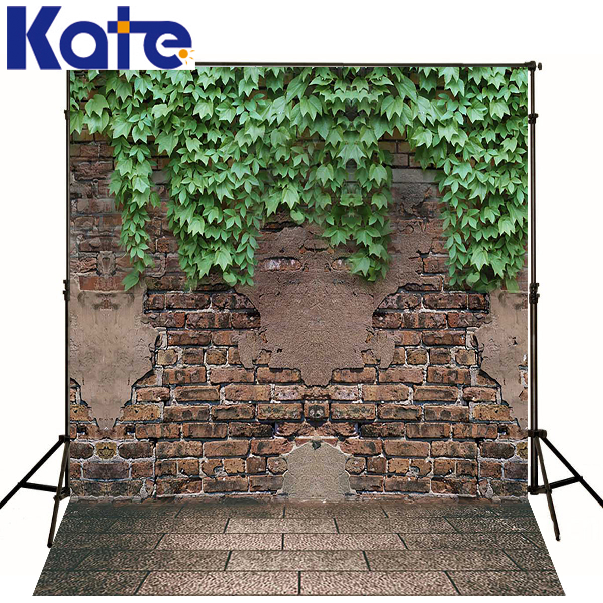 kate photographic background Leaves brick garden wall backdrops kids christmas vinyl summer 10x10ft