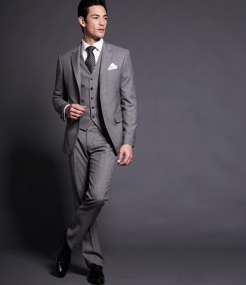 Slim Fits Gray Groom Tuxedos Groomsman Men's Wedding Prom Suits Custom Made (Jacket+Pants+Vest+Tie) AAA:037