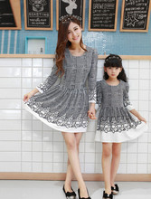 2015 autumn style girl women dress baby mm clothes mom and daughter dresses matching mother daughter clothes family look