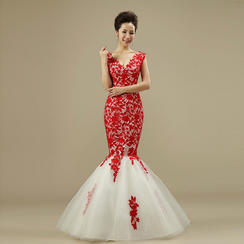 Red top wedding dress