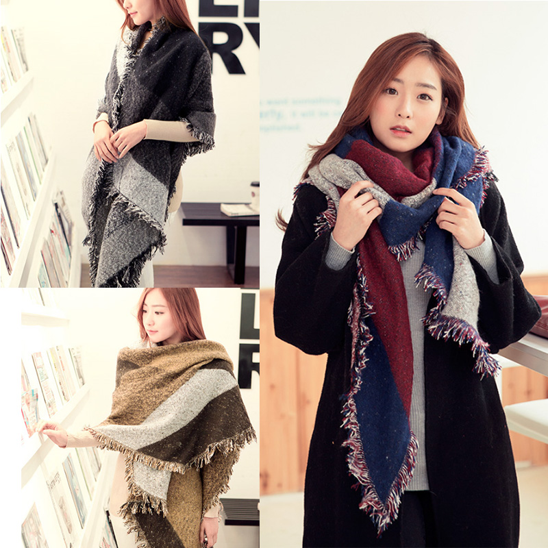 Newly Design Bufandas Women s Large font b Tartan b font Scarf Shawl Stole Plaid Woollen