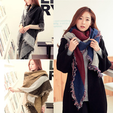Newly Design Bufandas Women’s Large Tartan Scarf Shawl Stole Plaid Woollen Cloth Tassels Scarf Winter Foulard W1