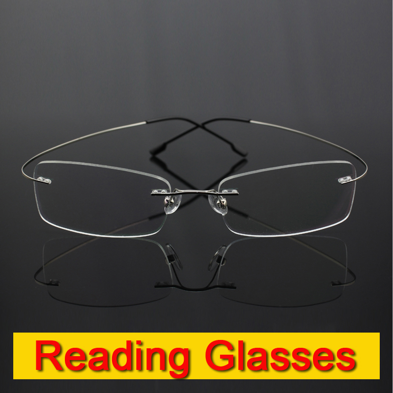 Rimless memory titanium flexible eyeglasses Reading Presbyopic glasses magnifying glasses 1 0 1 5 2 0