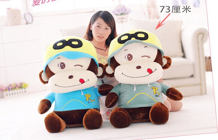 Фотография huge 73cm lovely happy naughty monkey plush toy monkey doll ,birthday gift w6158