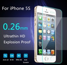 2015 New Top Quality Premium Ultra-thin 0.26mm 9H Tempered Glass Screen Protector for iPhone 5s iPhone 5 iPhone 5c Free shipping