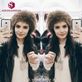 Sinofashion 2016 Europe New short plush snow cap flat bottomed cap Street Hat Faux fur hats