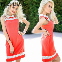 LISA 2016 summer lace Splice office dress women casual plus size vintage dress sexy sleeveless party dresses cheap clothes china