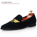 New Men Noble Embroidery Velvet Loafers Casual Fashion Slip on Smoking Shoes Men Flats Handmade Men