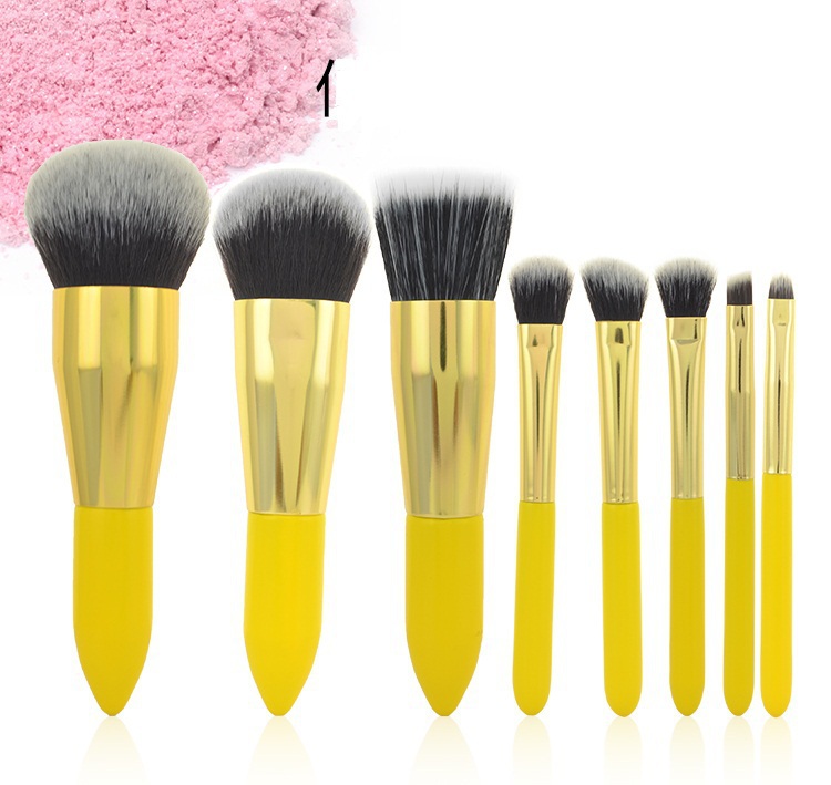 Fashion 8pcs makeup brushes set lemon color makeup brushes professional make up high quality ornament with