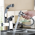 Luxury Pull Out Chrome Finish Kitchen Faucet Mixer Single Hole Deck Mounted