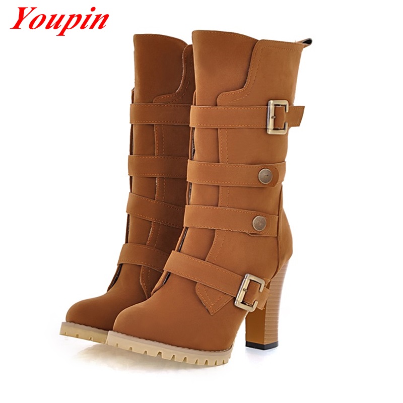Round Toe belt buckle pumps temperament 2015 Autumn winter fashion wild section Personality foot shoes Leisure warm winter boots