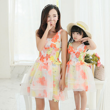 flower girl dresses for summer fashion short prom dresses big sizes elastic waist belt women party dress mother daughter clothes