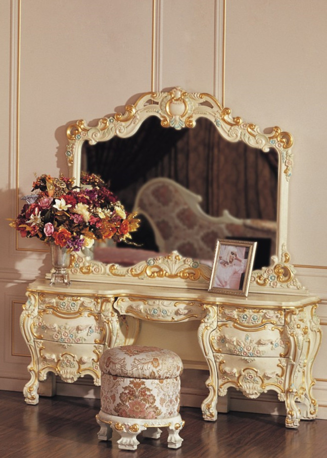 Us 9615 0 Baroque Furniture White Dressing Table Luxury Bedroom Sets Wooden Bed In Dressers From On Aliexpress Com Alibaba