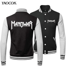 Real New 2015 Winter Mens Outerwear Sport Coats Casual Element Cotton Manowar Rock Band Sweatshirt Hip Hop Baseball Jacket Men