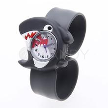 Kids Children Quartz Wrist Watch Slap On Silicone Band Analog Cute Shark Grey