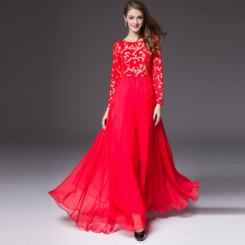 Fasicat 2016 Russia Elegant Women Knitting Floral Print Dress Female Evening Party Dresses Slim Sexy Patchwork Maxi dress D5015