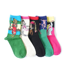 men socks women socks Van G ogh mural art Harajuku street graffiti lovely autumn Korean new
