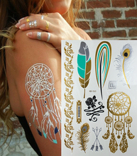 Hot Temporary tattoo Gold tattoo Flash Tattoos Metallic Sex Products jewelry Butterfly India flowers Body art tatto stickers