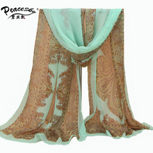 Fashion Women Chiffon Printed Designer Scarf Autumn Gradient Plaid Flower Leopard Casual Silk Scarves Long Wrap Pashmina