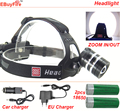 2000LM led zoom Headlight AAA 18650 Headlamp Cree T6 rechargeable led head light 2x 18650 rechargeable