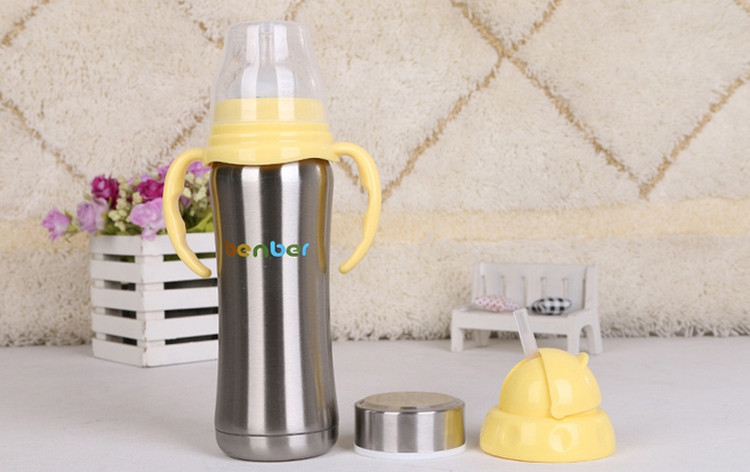 3 Lids Cover Child Stainless Steel Thermal Insulation Baby Bottle Water Bottle High Quality Baby Milk Bottle Keep Warm Product (11)