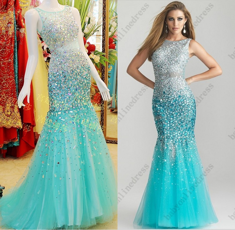 aqua blue long gown