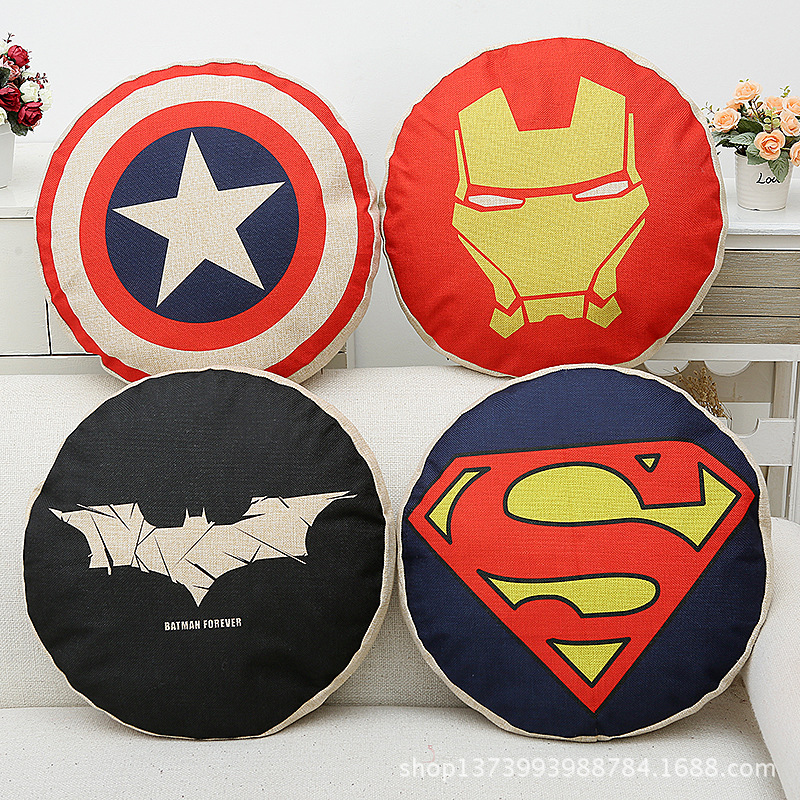 Big 45*45cm Avengers Marvel Round cushion pillow cotton round pillow case Superman America Captain Sep31